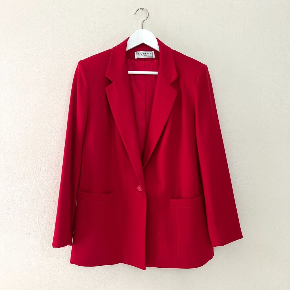 Vintage Dumas 100% Wool Tomato Red Women’s Old Money Preppy Blazer Size Large